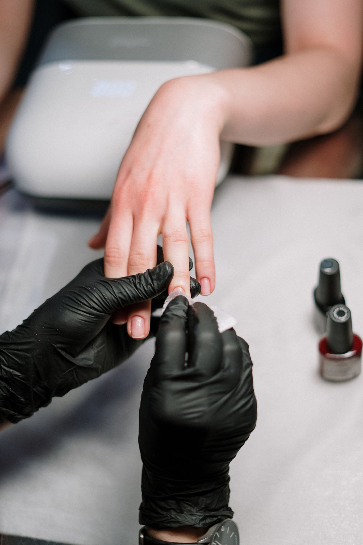 Manicure in progress at Susi's Nail Boutique